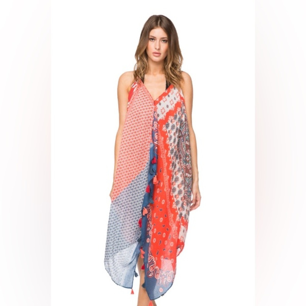 SOLD Subtle Luxury Maxi Tassel Dress in Two-Faced print OS - Picture 1 of 6